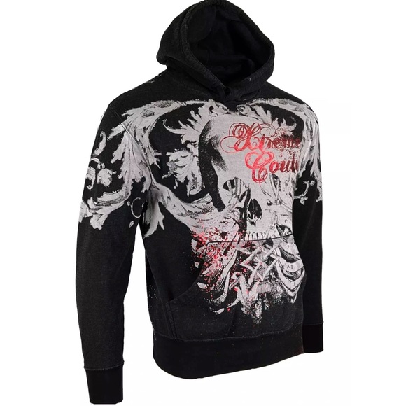 Xtreme Couture by Affliction Men's Hoodie Persimmon Heavyweight Hood Biker - Picture 4 of 8
